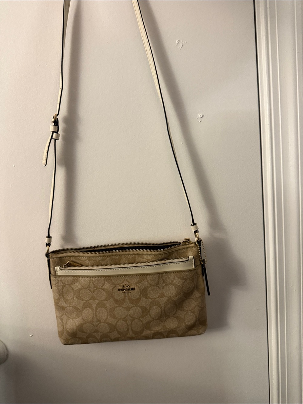 Coach Tan Signature Crossbody with Cream Trim